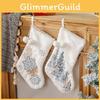 Cozy Christmas Decoration Sock With Beautiful Embroidery And Soft Pom Poms For Holidays