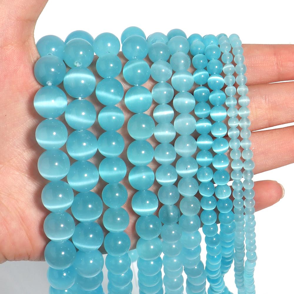 4/6/8/10/12mm Multicolor Natural Cat Eye Stone Beads For Jewelry Making Loose Spacer Round Beads DIY Charms Bracelet Necklace