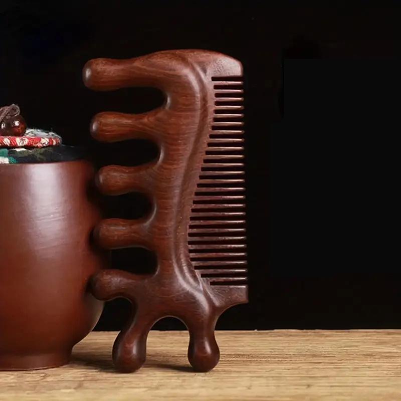 Meridian Anti-static Styling Comb Blood Circulation 3 In 1 Meridian Massage Comb Sandalwood Comb Massage Tool Gua Sha Tools