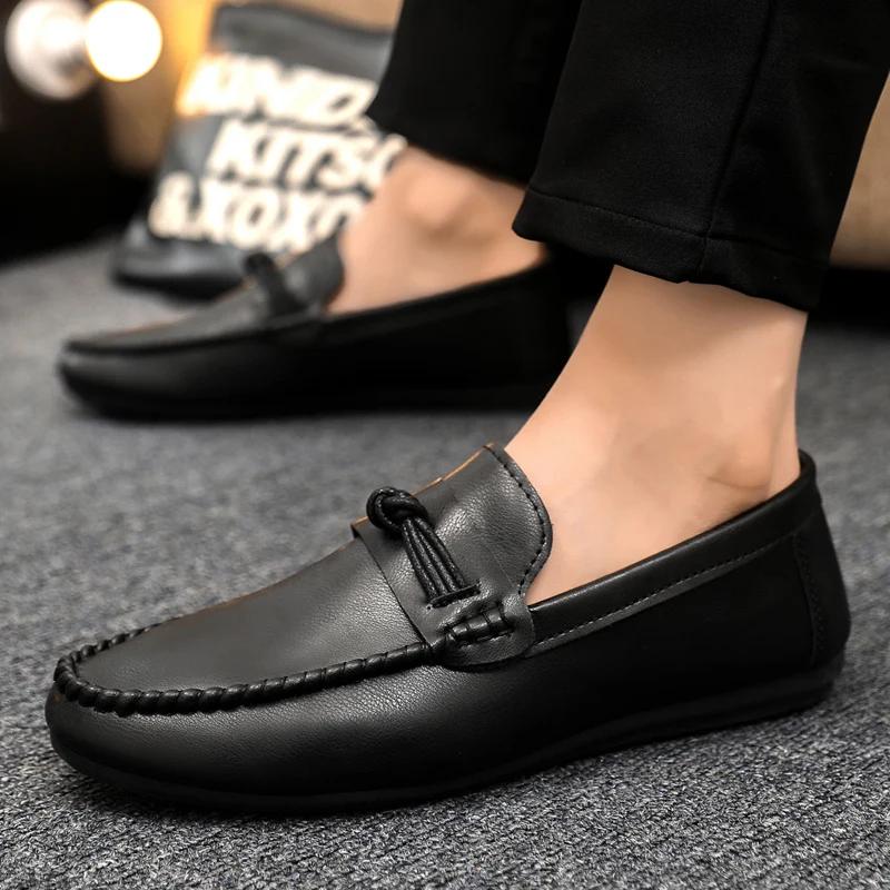 Fashion High Quality Leather Men Casual Shoes Italian Luxury Brand Mens Loafers Breathable Formal Mens Dress Shoes Slip-on Driving Shoes