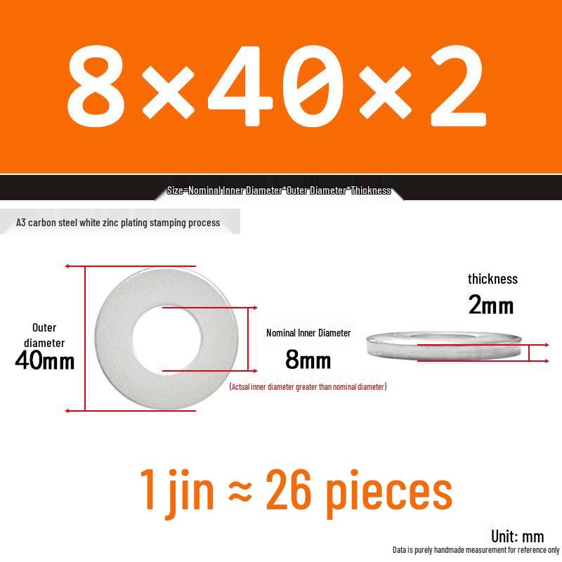 Extra Thick Galvanized Iron Flat Washer, Round, M3-M62