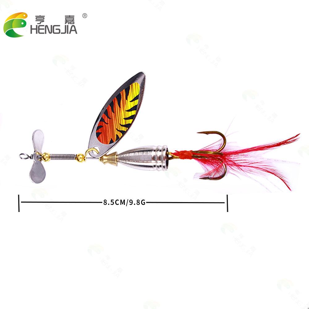 HENGJIA 5PCS Rotating Spinner Fishing Lures 10CM-9.9G-#6 Metal Sequin Trout Spoon for Carp Fishing