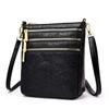 Stylish Embossed Floral Crossbody Bag for Women – Multi-Zipper Mini Shoulder Bag with Elegant Design