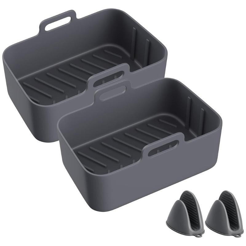 

Air Fryers Pads Silicone Air Fryers Tray Silicone Baking Liners with Silicone Glove Silicone Material for DZ201 DZ401 1 серый