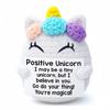 Creative Funny Handmade Crochet Emotional Support Dolls with Positive Energy Card Desktop Ornament Home Decor for Friend Gifts