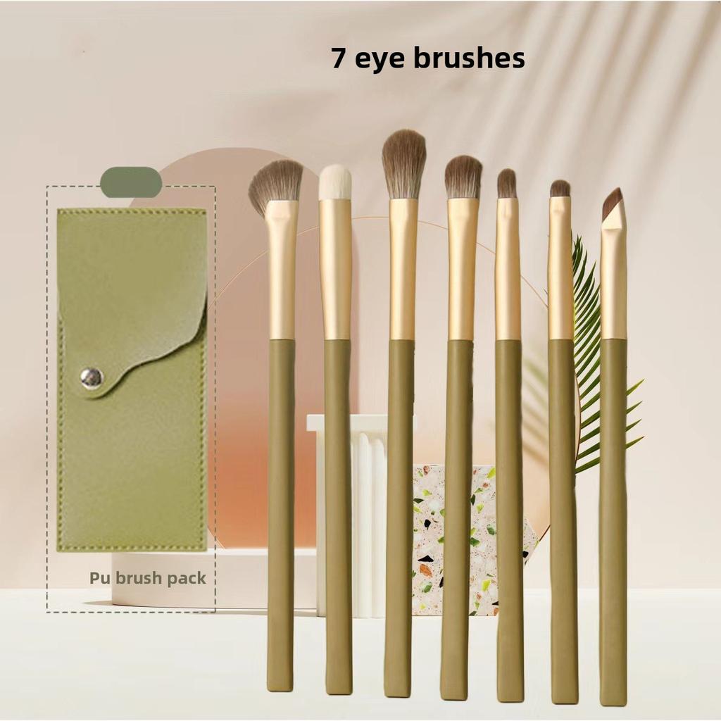 7-Piece Avocado Makeup Brush Set Eye Makeup Brush Set Eyeshadow Blending Nose Shadow Brush Concealer Brush Detail Brush
