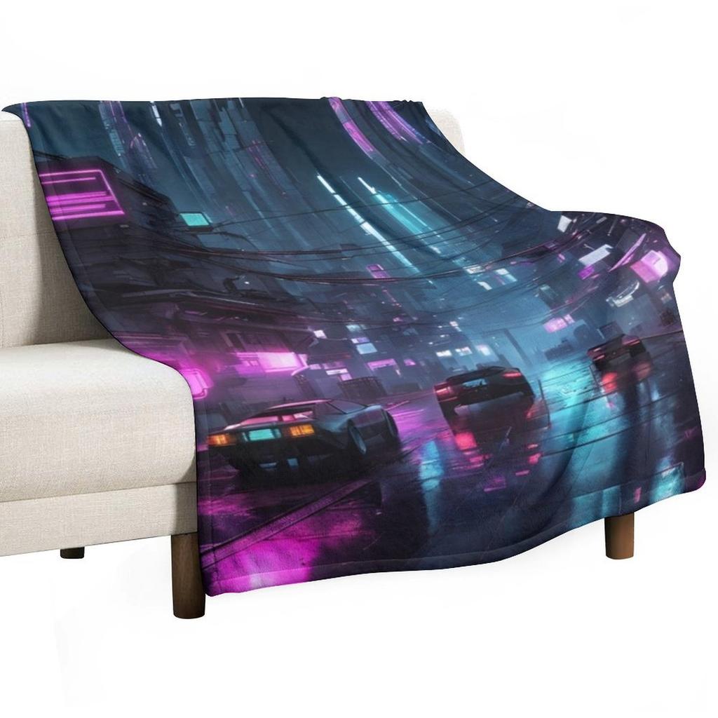 Cyberpunk Night City Art #6 Wohndecke Für Dekorative Sofas Sommerbettwäsche Decken Für Betten Flauschige Decken