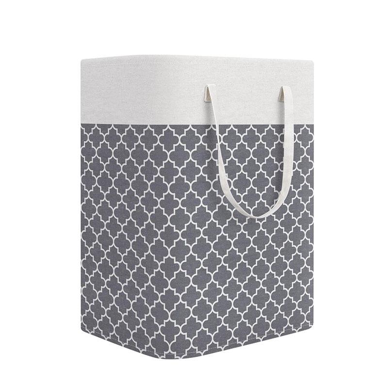 Striped Canvas Foldable Laundry Basket – Cotton Fabric Storage for Clothes and Quilts