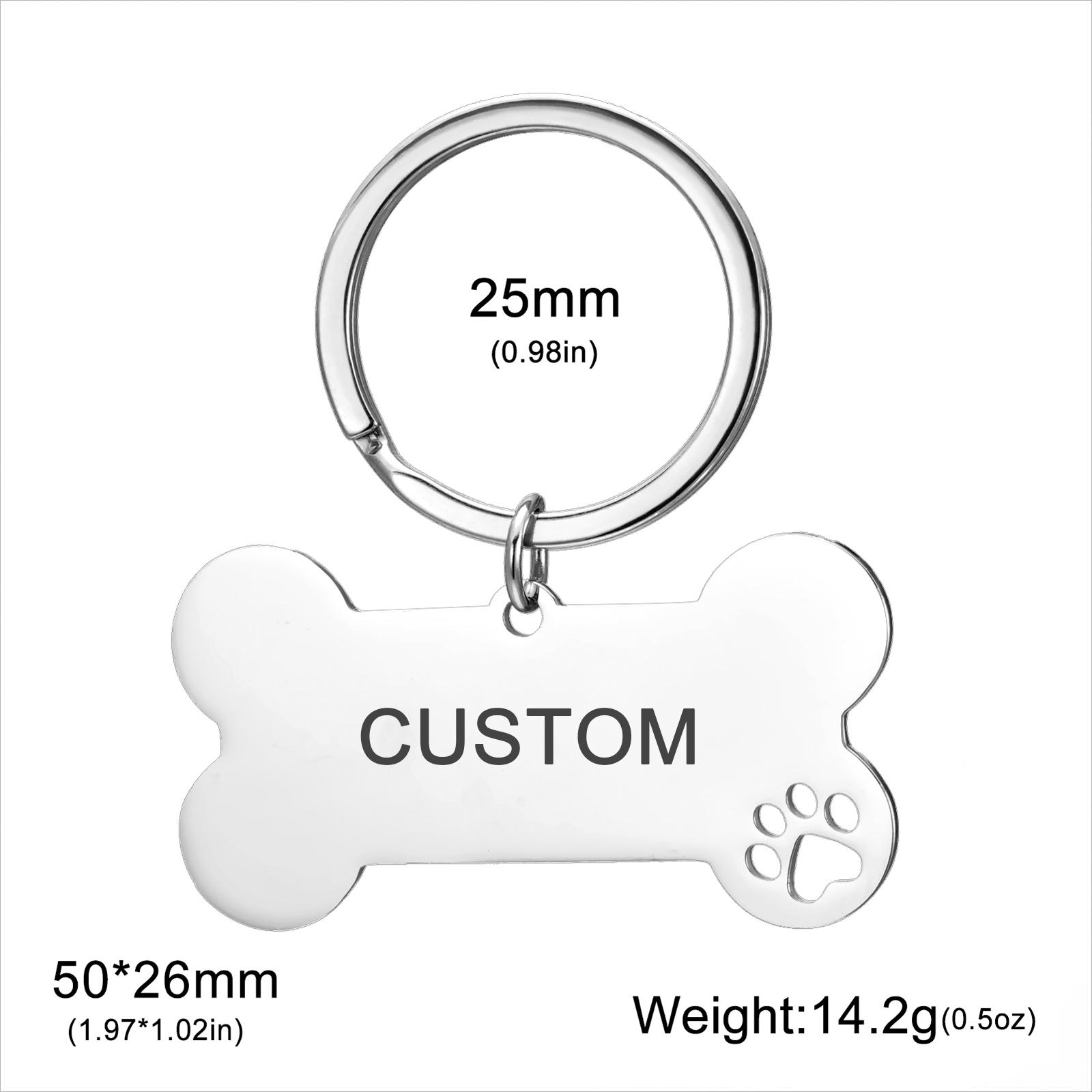 Engraved Name Number Keychain Dog Paw Bone Pendant Personalized Pet Tag Memorial Key Ring Customized Dog Lovers Christmas Gifts