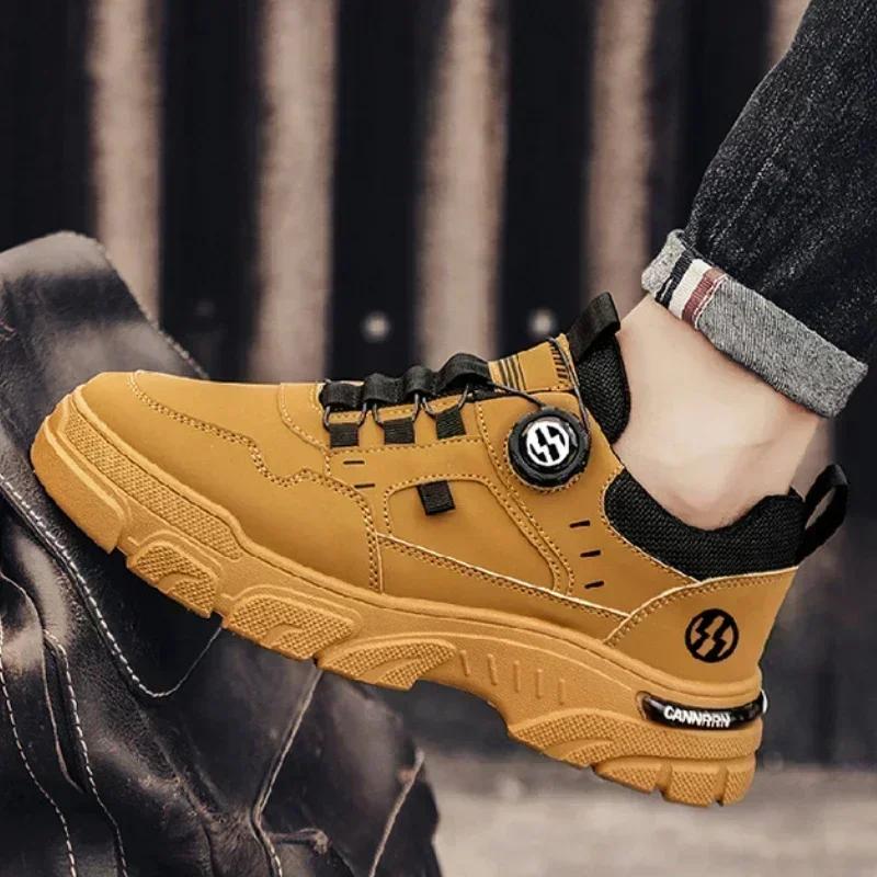 Autumn New Men's Casual Shoes, Leather Men's Sports Shoes, Fashionable and Comfortable, Soft Men's Thick Soled Shoes with Fleece
