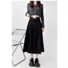 Women's Plus Size High Waist A-Line Woolen Pleated Skirt for Pear Shape, Mid-Length, Slimming Hips Cover