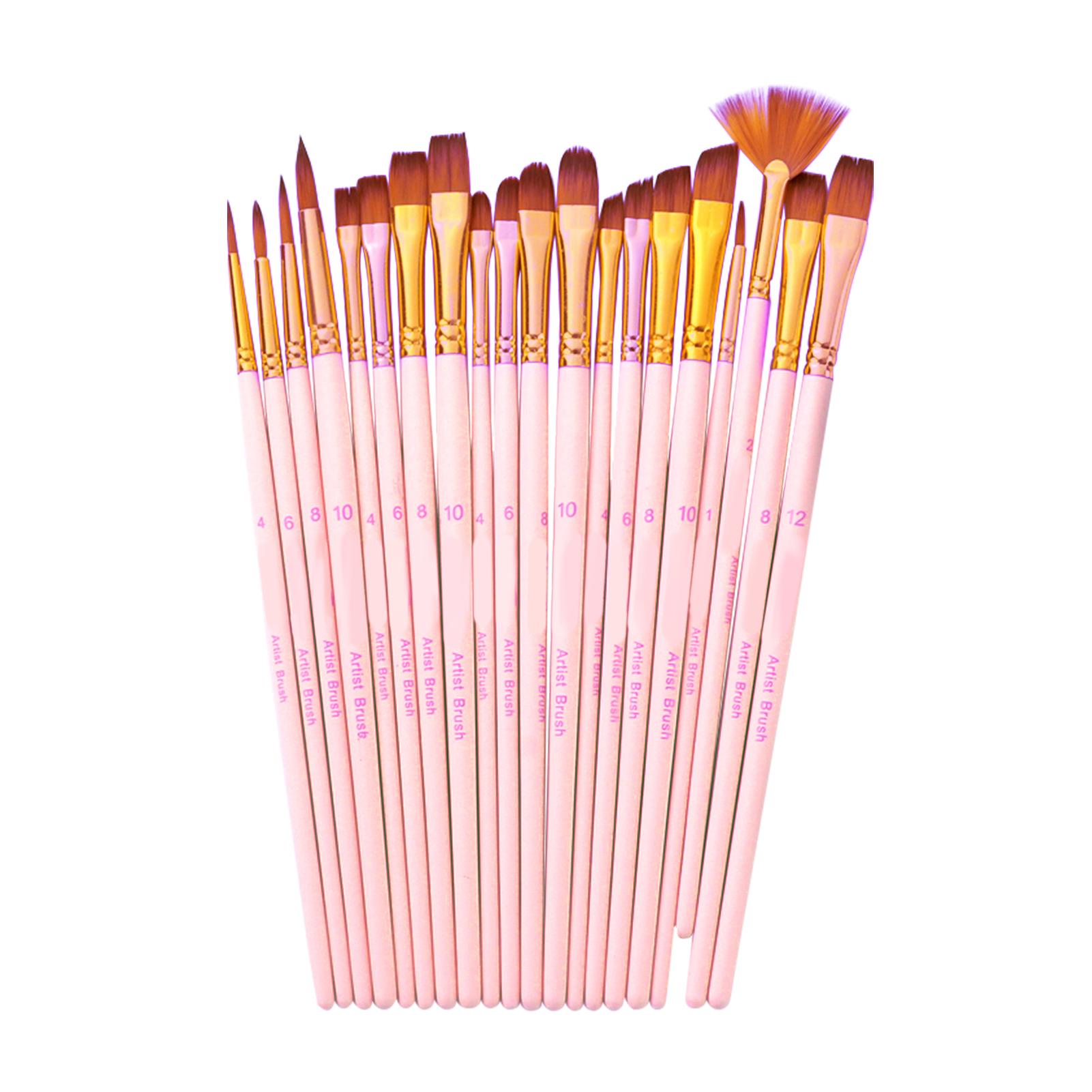 

Набор кистей для рисования, 20 шт., Художественные кисти для различных материалов, с нейлоновым ворсом, для художников pink