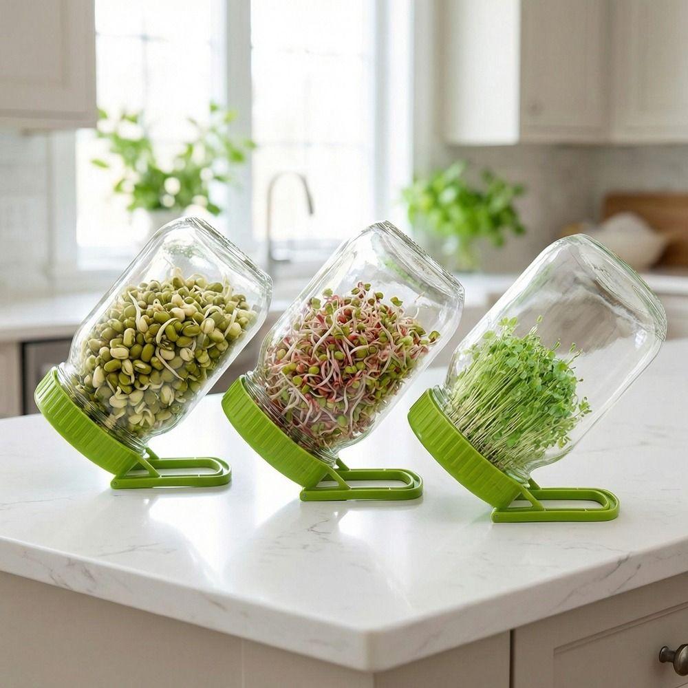 Plastic Mason Sprouting Lid Efficient Sprouting Tray Bean Sprouting Kit Draining Mesh With Bracket Jar Sprouting System