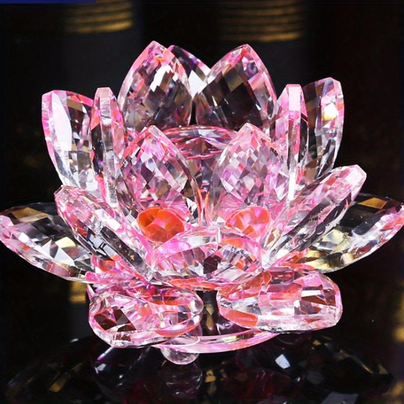 1pc Handcrafted Crystal Lotus Ornament For Home Decor And Desk Cabinet Decoration
