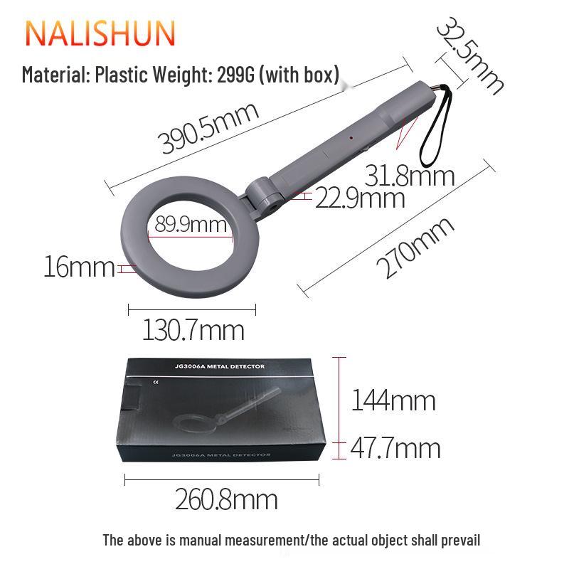 Vikbar handhållen metalldetektor med hög precision för utomhus- och tunnelbanebruk