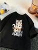 Unisex Summer Japanese Style Cat Print Loose Short Sleeve Tee