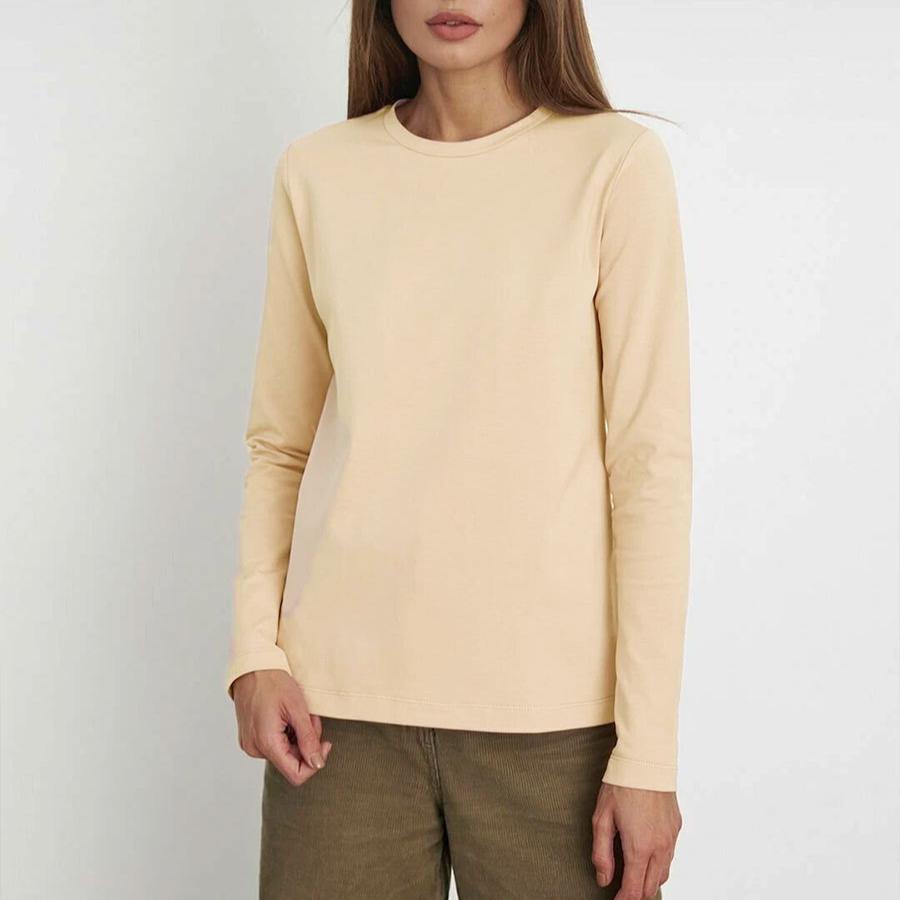 GMXIA Baumwoll-T-Shirt Frühling Damenmode Rest Vielseitiger Pendlerpullover Rundhals Langarm-T-Shirt