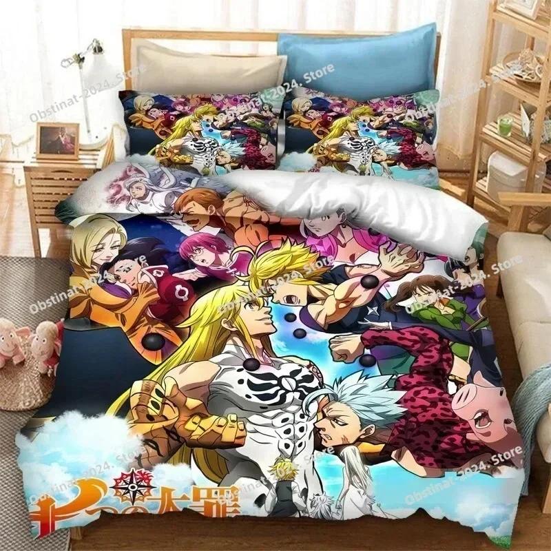 Anime The Seven Deadly Sins Sängkläder Set Tryckt enkel Täcke Quilt Säng Örngott 3 Delar Set Barn Vuxen Storlek