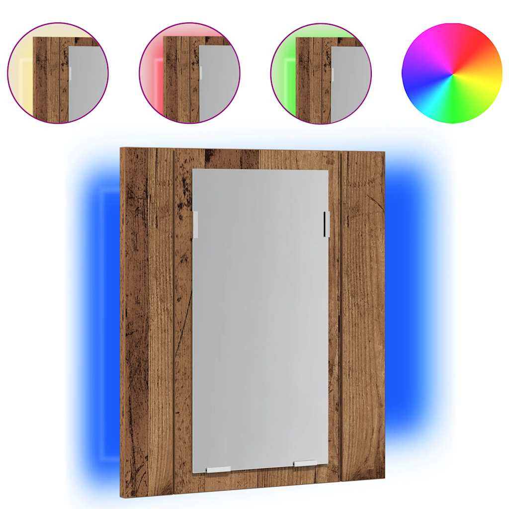 LED Mirror Cabinet with Rustic Wood Effect 40 x 12 x 45 cm Engineered Wood