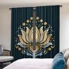Light Filtering Exotic Black Golden Floral Polyester Curtains Style Decorative Semi Curtain Set Of 2 Contemporary Made With Rod Pocket Washable