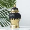 Keramikgefäß Ausgehöhlt Goldener Vorratstank Generalskrug Blumenvase Porzellan-Handwerkskunst Heimdeko-Zubehör