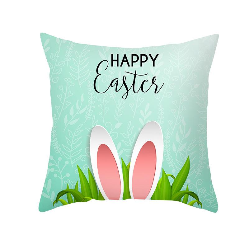 

Colorful Easter Pillowcase Rabbit Egg Print Series Peach Skin Home Pillowcase Sofa Cushion 45 * 45Cm (without pillow core)