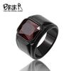 Beier New Stainless Steel Electroplated Gemstone Men's Retro Titanium Ring
