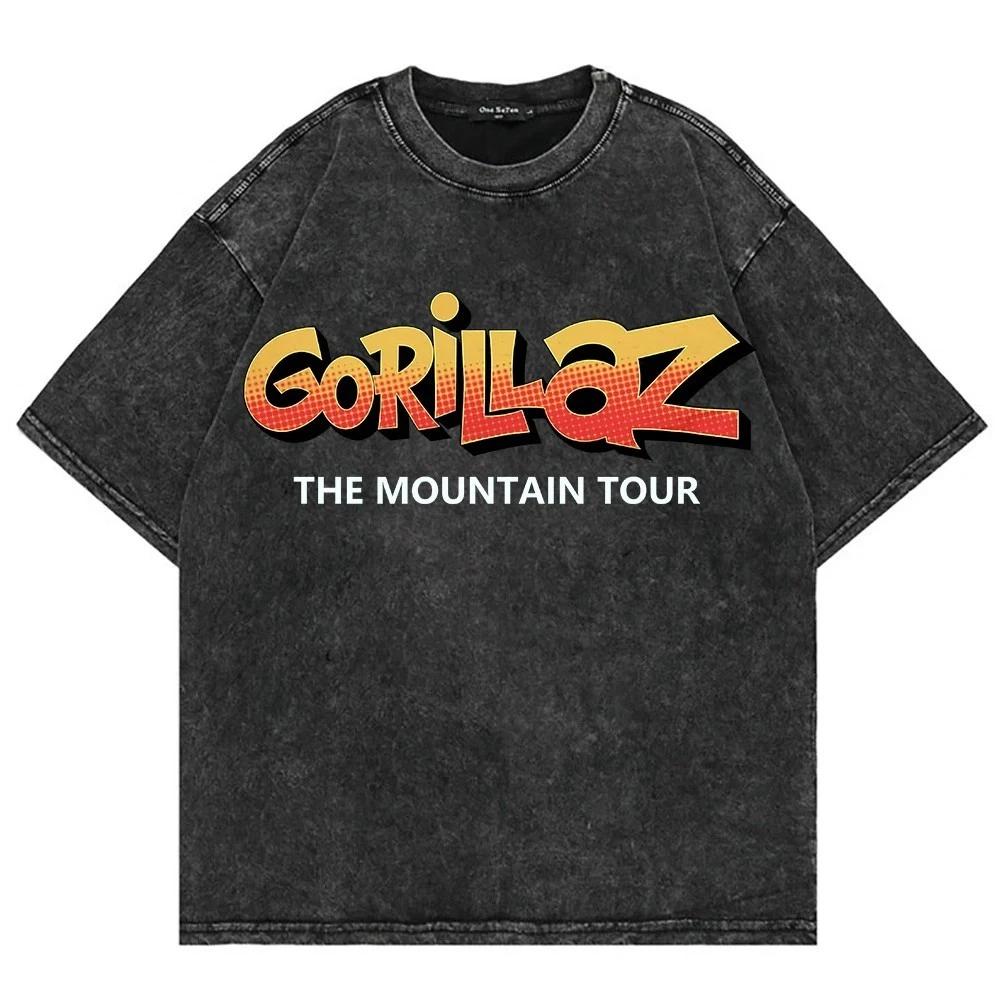 Gorillaz The Mountain Washed Cotton T-Shirts Gorillaz Unisex The Mountain Tour S