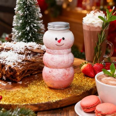 Christmas Snowman Drink Bottle with Hat And Scarves 500ml Leak-Proof Plastic Juice & Milk Cup Reusable Holiday Water Bottle for Kids