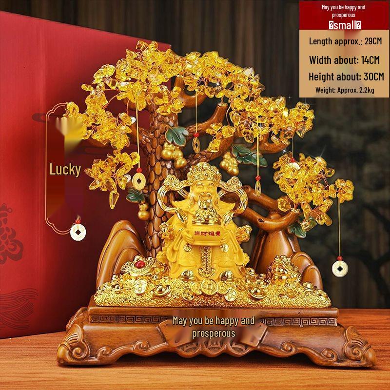 

God of Wealth Money Tree Figurine: Lucky Charm Home Decor for Living Room or Office, Perfect for New Beginnings