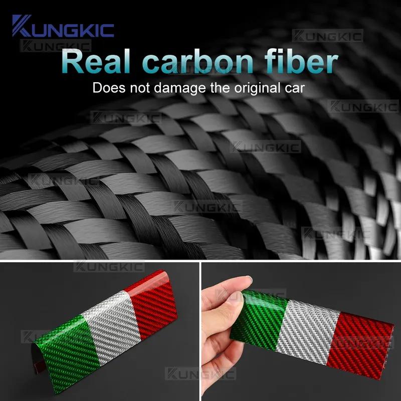Hard Dry Carbon Fiber For Abarth 595 695 595C 695C 2017-2024 Italian Tricolor Car Rear Bumper Lip Sticker Accessories