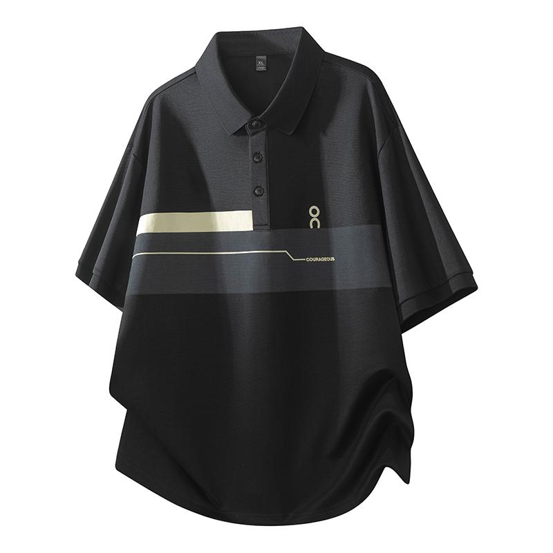 

Men s Summer Loose-Fit Short-Sleeved T-Shirt Polo Shirt M чорний