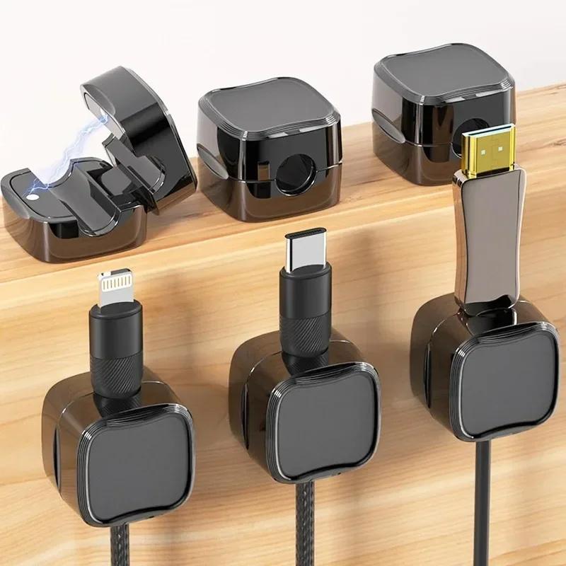 36/16/8/4PCS Magnetic Cable Clips Cable Smooth Adjustable Cord Holder Under Desk Cable Management Wire Keeper Cable Organizer