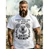 Men'S T-Shirt Black Skull And Dart Design With German Text For Casual Wear, Plus Size