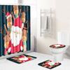 Christmas Shower Curtain Four-Piece Toilet Floor Mat Non-Slip Doormat Water Absorption And Dust-Proof Carpet