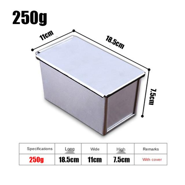 

250g Aluminum alloy black non-stick coating Toast boxes Bread Loaf Pan cake mold baking tool with lid bake pan brownie pan
