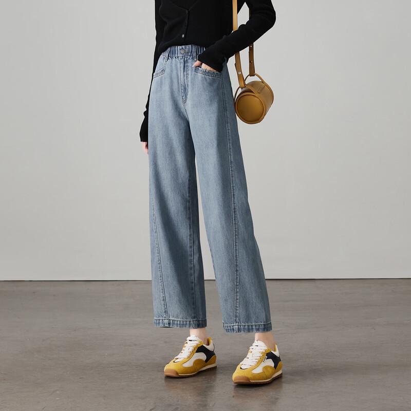 SOFSIL Women's Retro High-Waist Wide-Leg Cropped Jeans