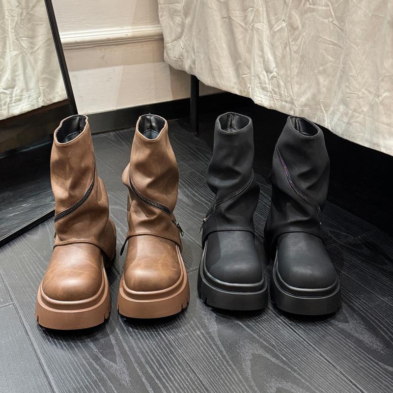 Thick-soled Versatile Trouser Boots Women's Autumn 2025 New Popular Fashion Temperament Short Boots High-end Foreign Style Boots