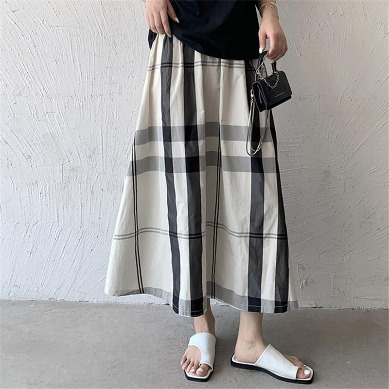 Tooxika New Women's Half Skirt Popular Fashion Plaid Large Swing Skirt