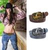 Waist Belt Punk Chain for Cowboy Cowgirl Carved Horse Buckle Retro Floral Buckle Waist Chain Belt