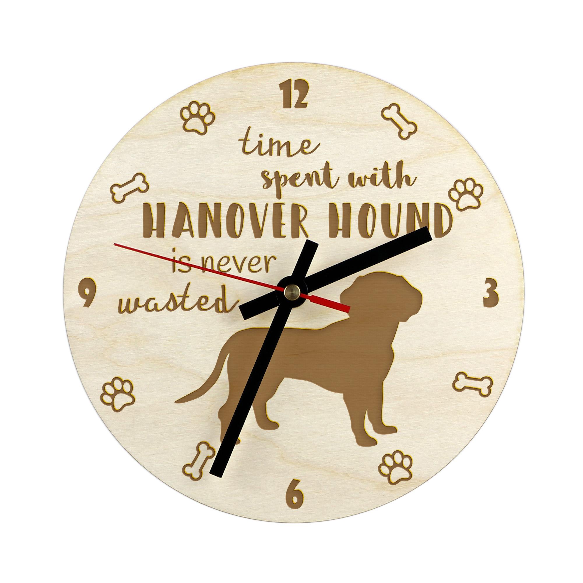 

Hanoverian Hound, Hanover Hound, Hanoverian Scenthound - clock with dog, wooden clock with engraving, personalised clock by Art-Dog
