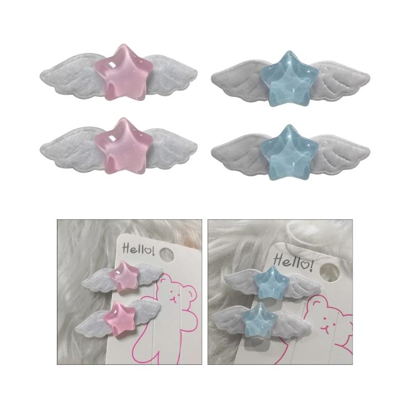 2pcs Fashion  Star Wing Hairpins Hair Duckbill Clip Sweet Hair Barrettes Y2K Hair Accessory Holiday Gifts