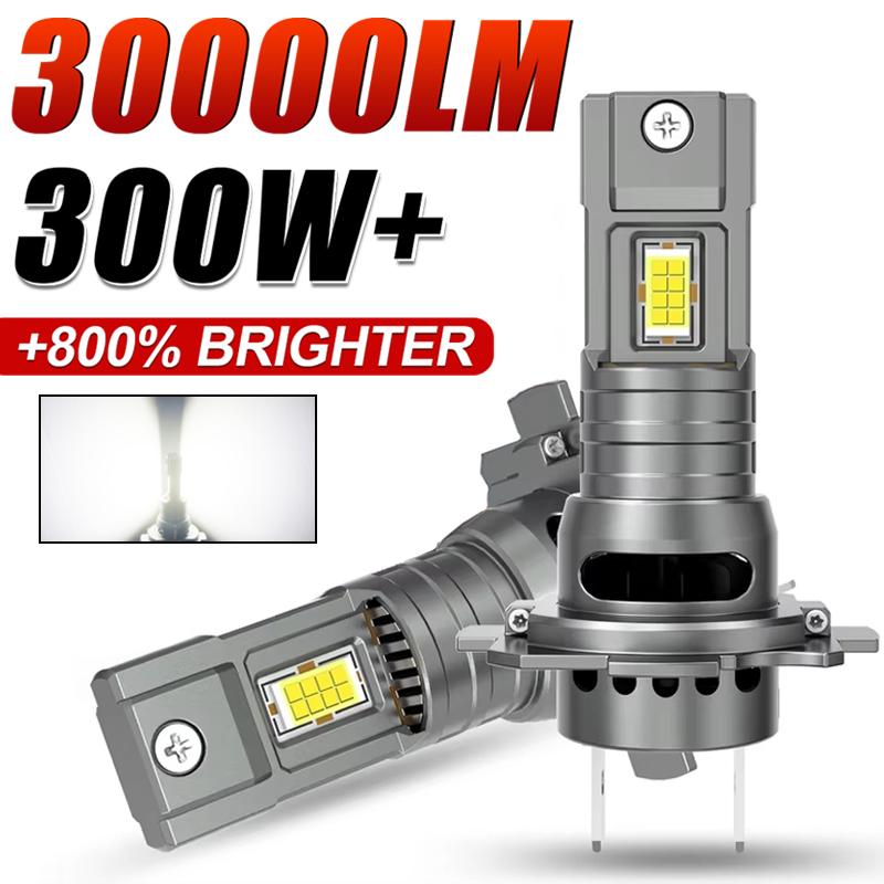

H7 LED Headlight CANBUS 30000LM 7035 CSP Chips 1:1 MINI Size Plug and Play Auto Lamp 6000K Wireless Turbo Fog Light With Fan With Fan Cooling