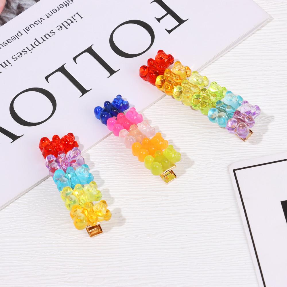 Cute Girls Women Duckbill Gummy Headwear Jelly Bear Hairpin Candy Color Colorful Hair Clip Barrette
