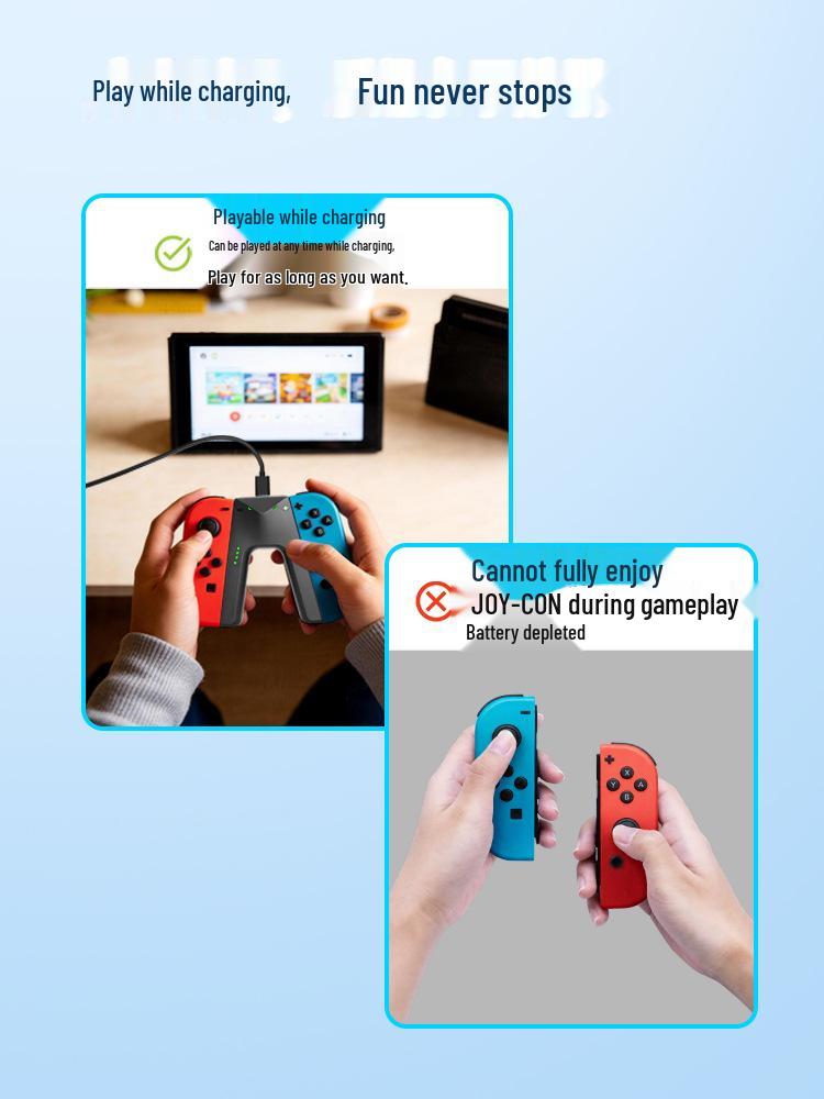 Ultra-thin NS Joy-con Charging Grip - Play & Charge Controller Holder