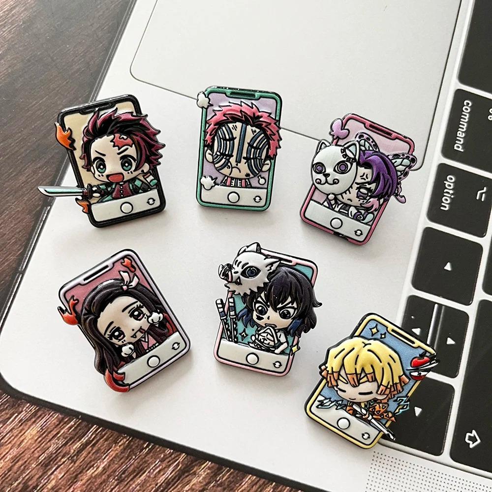 -6Pcs/Set Demon Slayer Anime Cosplay Brooches Cute Character Pins Clothing Backpack Lapel Badges Jewelry Accessories Gifts