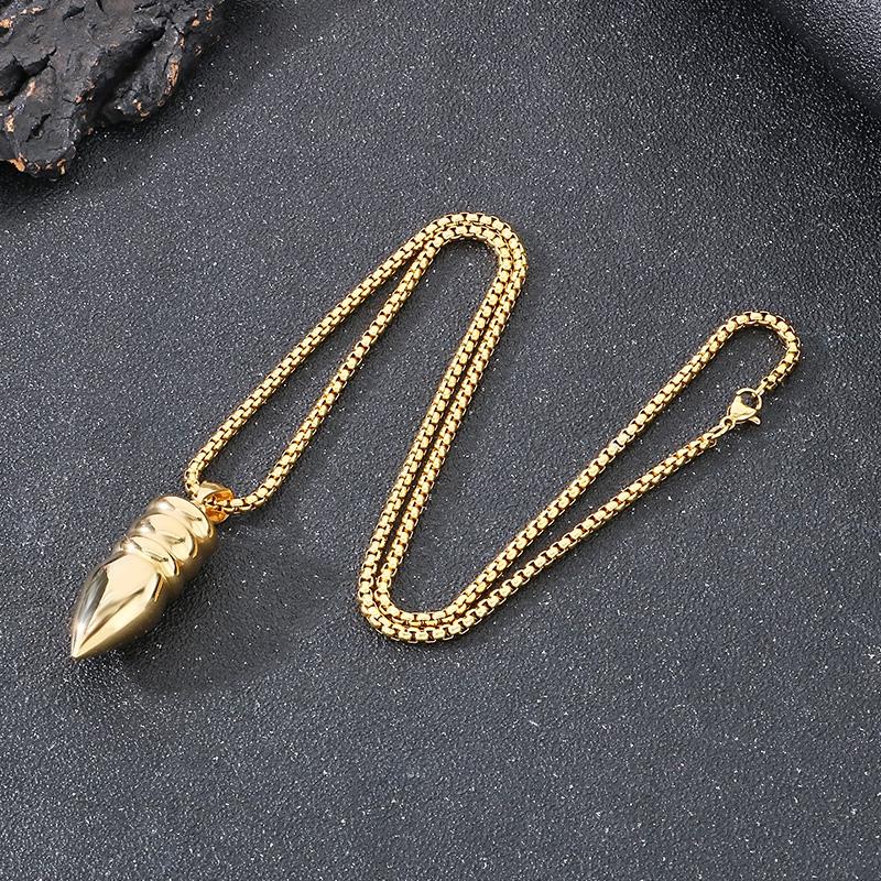 Hip Hop Glänzender Edelstahl Kugelkopf Anhänger Halskette für Männer Frauen Personalisierte Goldfarbene Accessoires Trendiger Schmuck