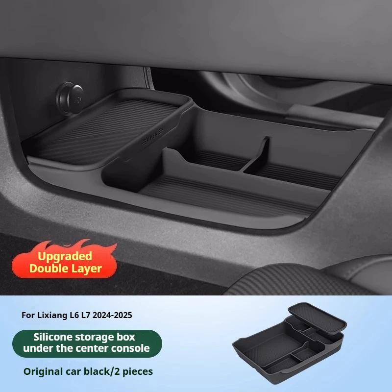 For Li Lixiang L6 L7 L8 L9 Car Under Center Control Silicone Double Layer Storage Box Lower Center Control Storage Interior