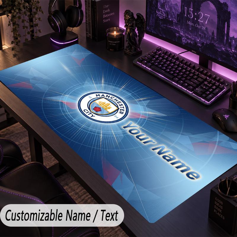 Custom Text Big Mousepad, Extended Desk Pad For Laptop Work GameManchester City
