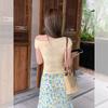 Sexy Pure Desire Bow Strap Slanted Shoulder Short-sleeved T-shirt Women's Summer New Chic Slim Off-the-shoulder Niche Top